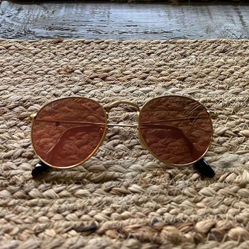 🕶 Ray Ban Copper Flash Round Flat Sunglasses - Picture 1 of 7
